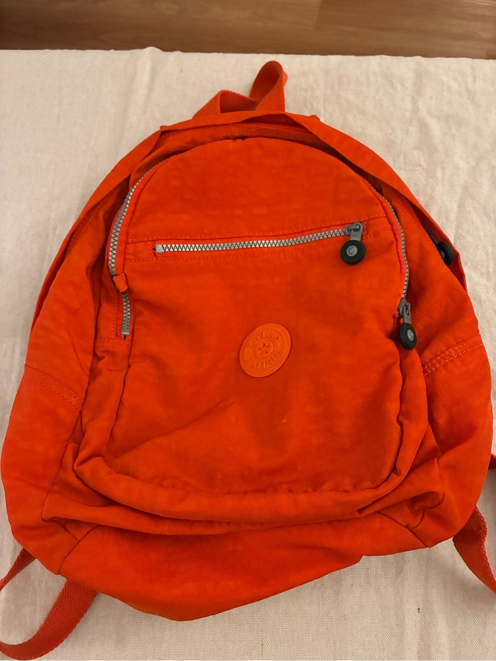 Vintage Kipling Clas Challenger Backpack in neon orange